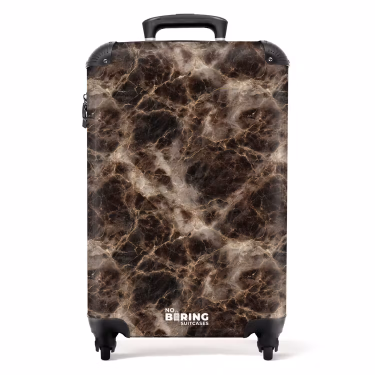 Bruin - Goud - Marmer NBS - Handbagage koffer - Volwassenen Unisex middel -productfoto_recht