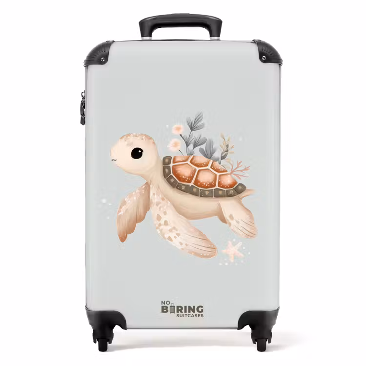 Bruine zeeschildpad in pastel onderwaterwereld NBS - Handbagage koffer - Volwassenen Unisex middel -productfoto_recht