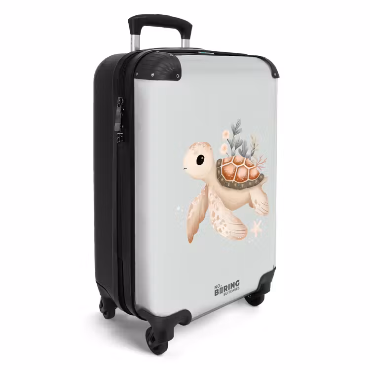 Bruine zeeschildpad in pastel onderwaterwereld NBS - Handbagage koffer - Volwassenen Unisex middel -productfoto_3d