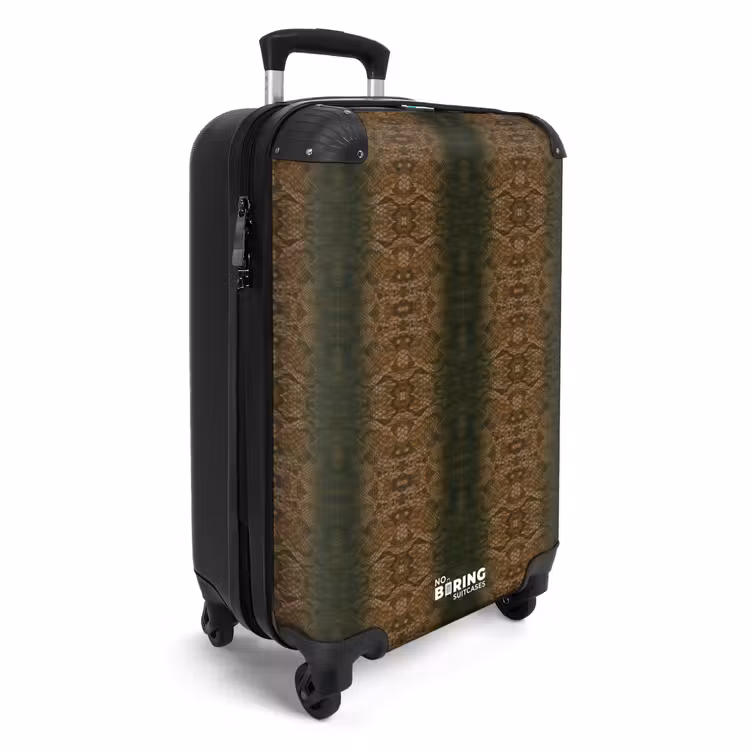 Bruine slangenhuid met symmetrische schubstructuur NBS - Handbagage koffer - Volwassenen Unisex middel -productfoto_3d