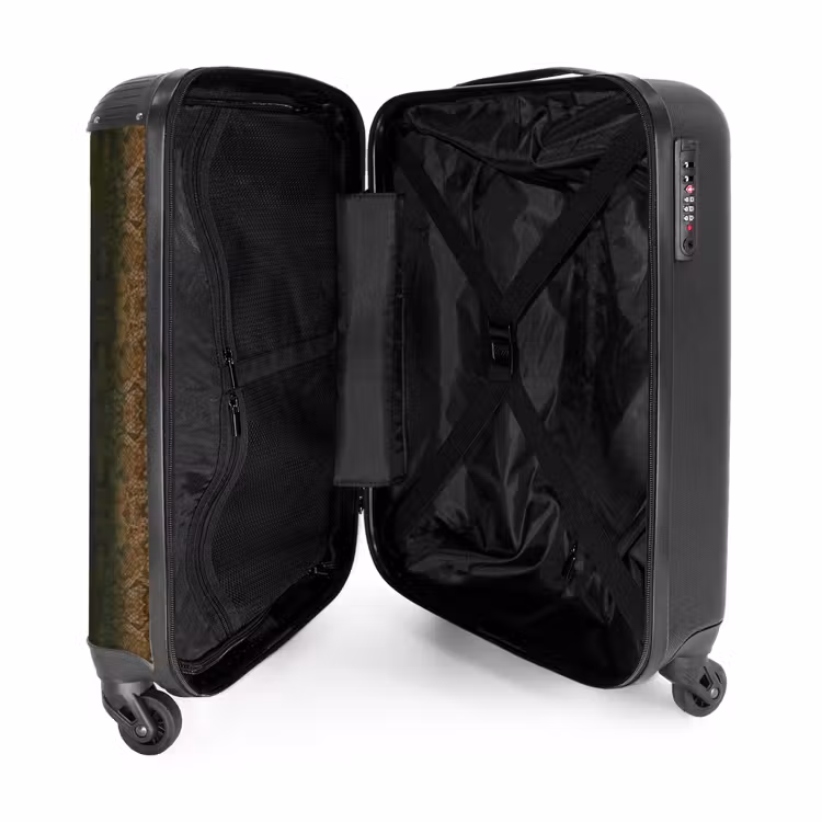 Bruine slangenhuid met symmetrische schubstructuur NBS - Handbagage koffer - Volwassenen Unisex middel -binnenkant