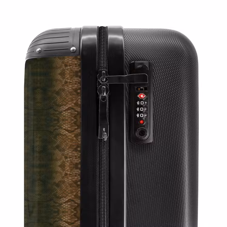 Bruine slangenhuid met symmetrische schubstructuur NBS - Handbagage koffer - Volwassenen Unisex middel -slot