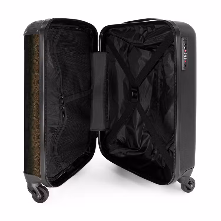 Bruin slangenhuid met symmetrische schubstructuur NBS - Handbagage koffer - Volwassenen Unisex middel -binnenkant