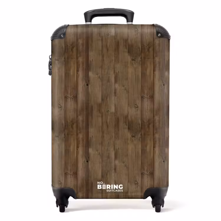 Bruine verticale planken met verweerde houtstructuur NBS - Handbagage koffer - Volwassenen Unisex middel -productfoto_recht