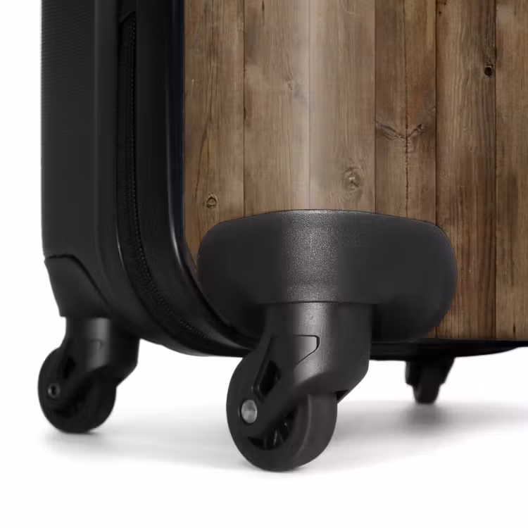 Bruine verticale planken met verweerde houtstructuur NBS - Handbagage koffer - Volwassenen Unisex middel -wiel