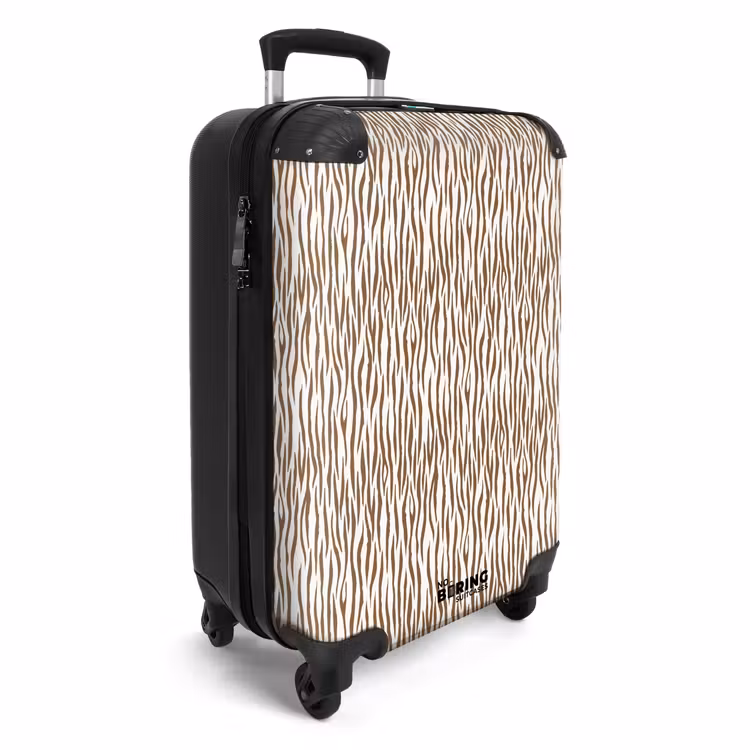 Bruine zebraprint op lichte achtergrond NBS - Handbagage koffer - Volwassenen Unisex middel -productfoto_3d