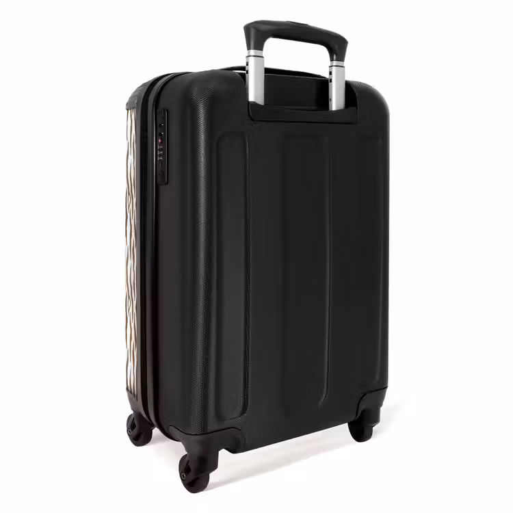 Bruine zebraprint op lichte achtergrond NBS - Handbagage koffer - Volwassenen Unisex middel -achterkant