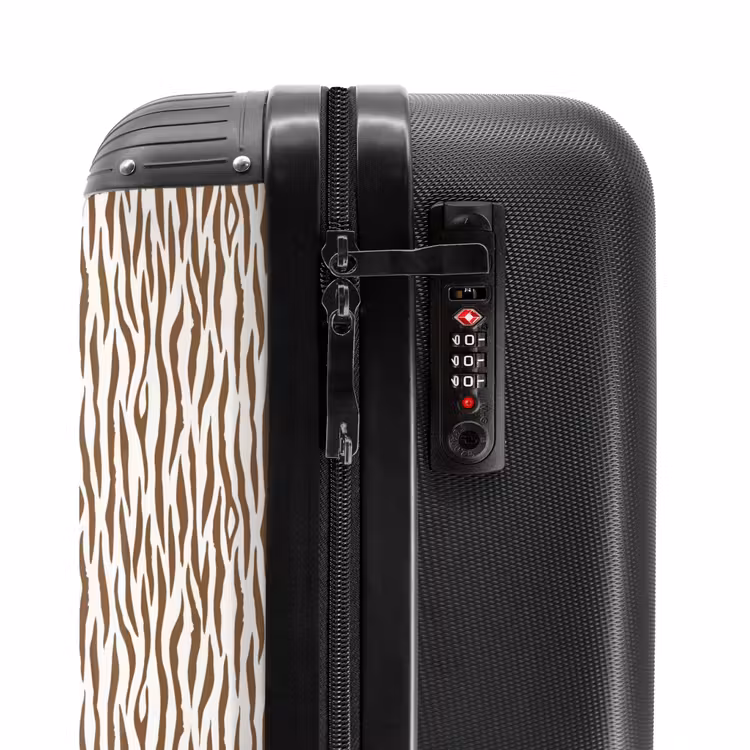 Bruine zebraprint op lichte achtergrond NBS - Handbagage koffer - Volwassenen Unisex middel -slot
