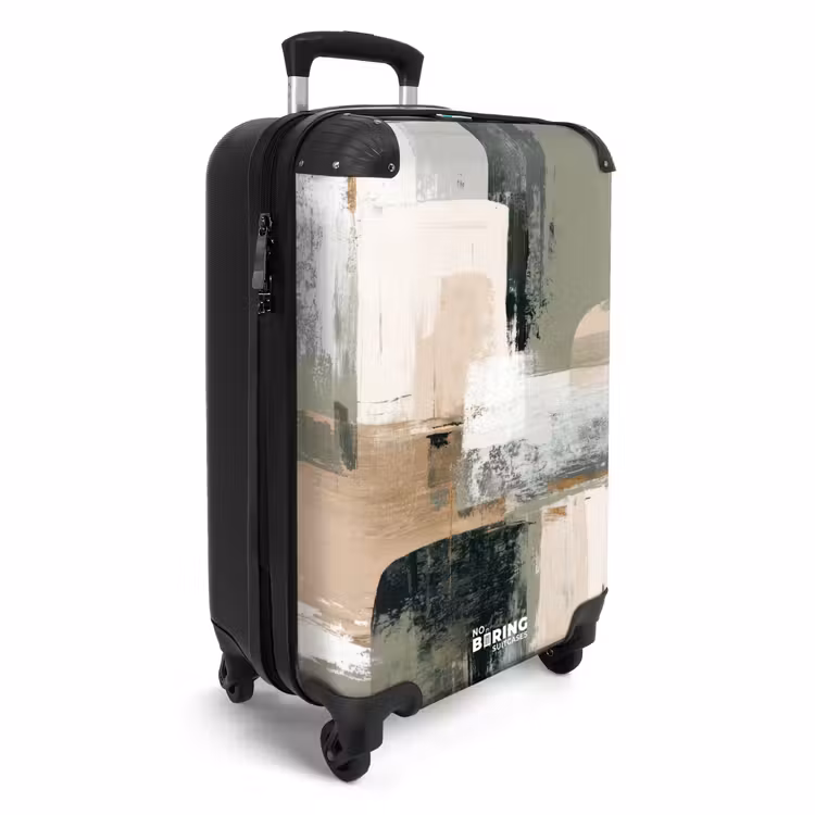 Penseelstreken - Abstract - Aardetinten NBS - Handbagage koffer - Volwassenen Unisex middel -productfoto_3d