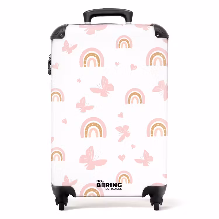 Vlinders en regenbogen NBS - Handbagage koffer - Unisex middel -productfoto_recht