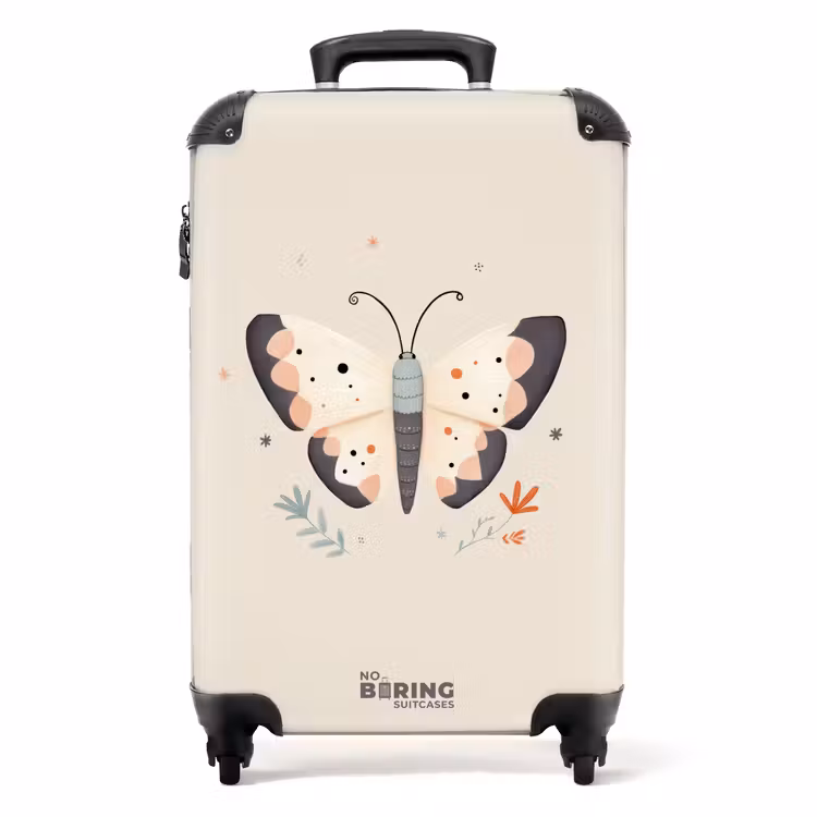 Vlinder in neutrale pastel kleuren NBS - Handbagage koffer - Volwassenen Unisex middel -productfoto_recht