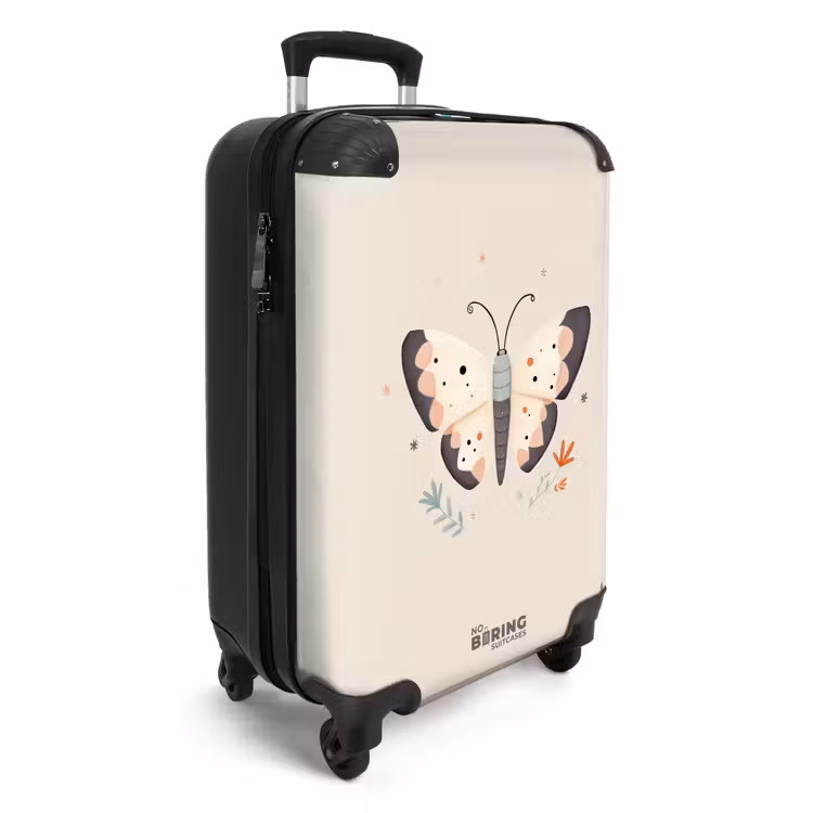 Vlinder in neutrale pastel kleuren NBS - Handbagage koffer - Volwassenen Unisex middel -productfoto_3d