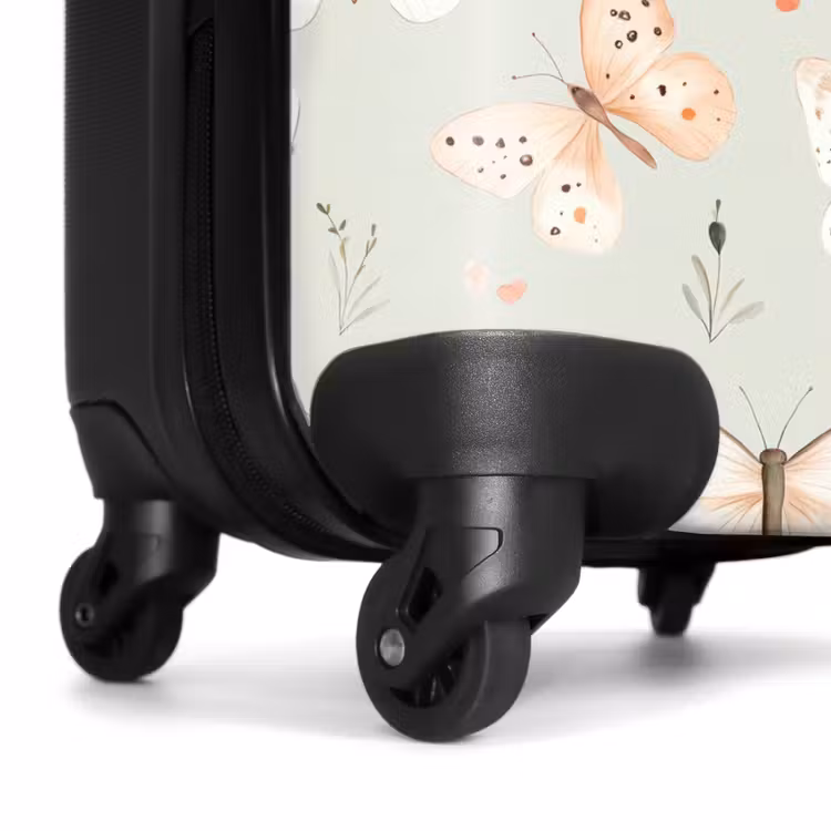 Vlinder patroon in zachte oranje en rode tinten NBS - Handbagage koffer - Volwassenen Unisex middel -wiel