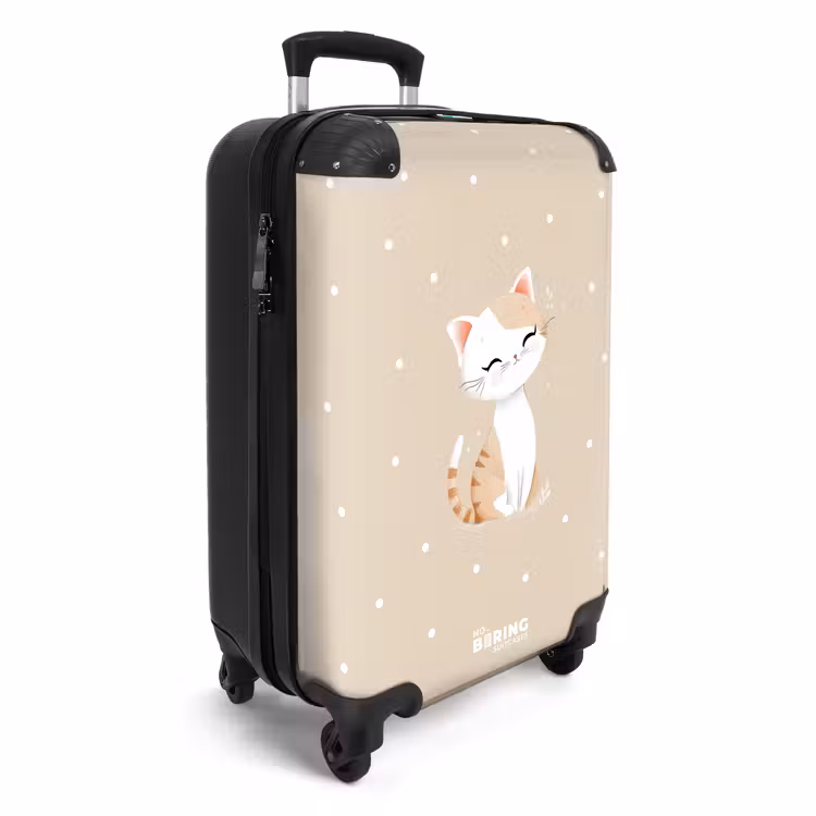 Kat omringd door beige stippen NBS - Handbagage koffer - Volwassenen Unisex middel -productfoto_3d