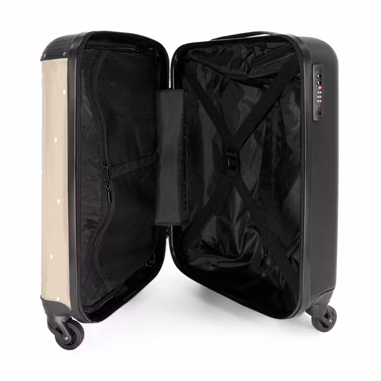 Kat omringd door beige stippen NBS - Handbagage koffer - Volwassenen Unisex middel -binnenkant