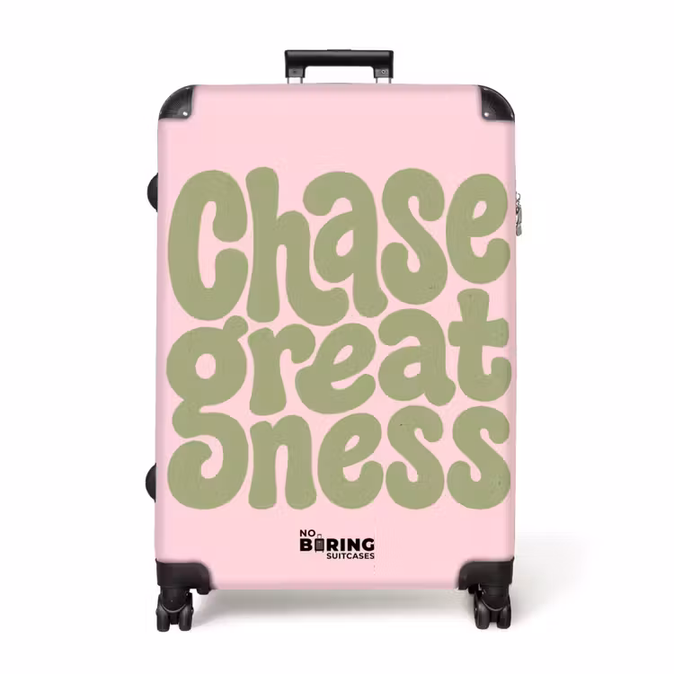 Chase greatness - Groen - Roze - Retro NBS - Handbagage koffer - Volwassenen Unisex middel -productfoto_recht