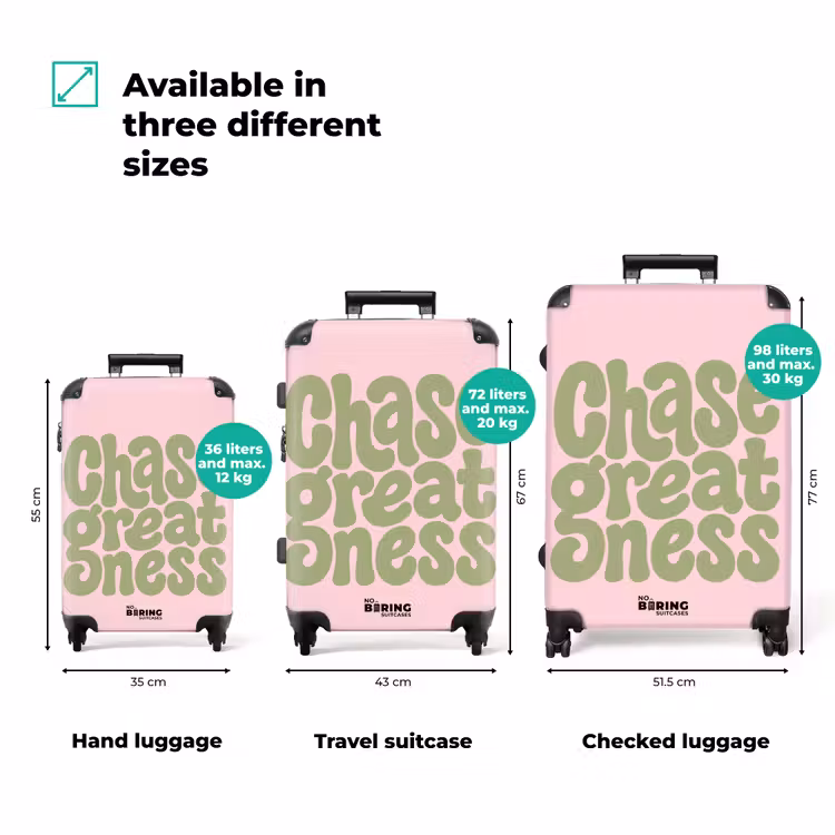 Chase greatness - Groen - Roze - Retro NBS - Handbagage koffer - Volwassenen Unisex middel zzzzzzVergelijking_3EN