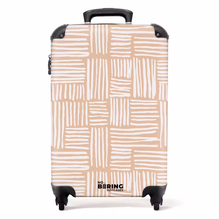 Geruite blokken met witte penseelstrepen NBS - Handbagage koffer - Volwassenen Unisex middel -productfoto_recht