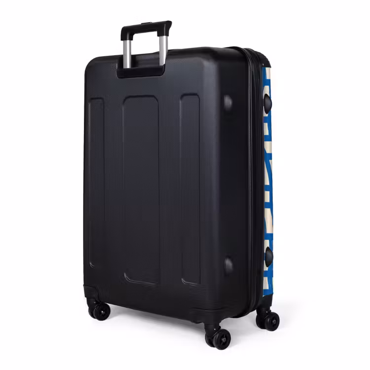 Ruitpatroon - Blauw - Crème NBS - Handbagage koffer - Volwassenen Unisex middel -slot