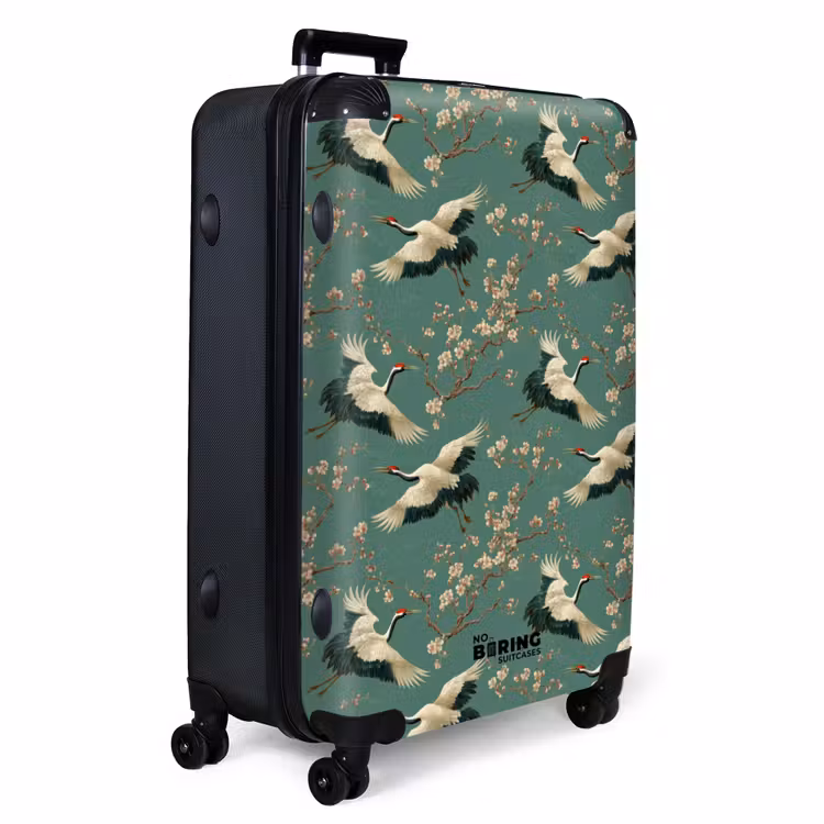 Kersenbloesem - Kraamvogels - Groen NBS - Handbagage koffer - Volwassenen Unisex middel -productfoto_3d