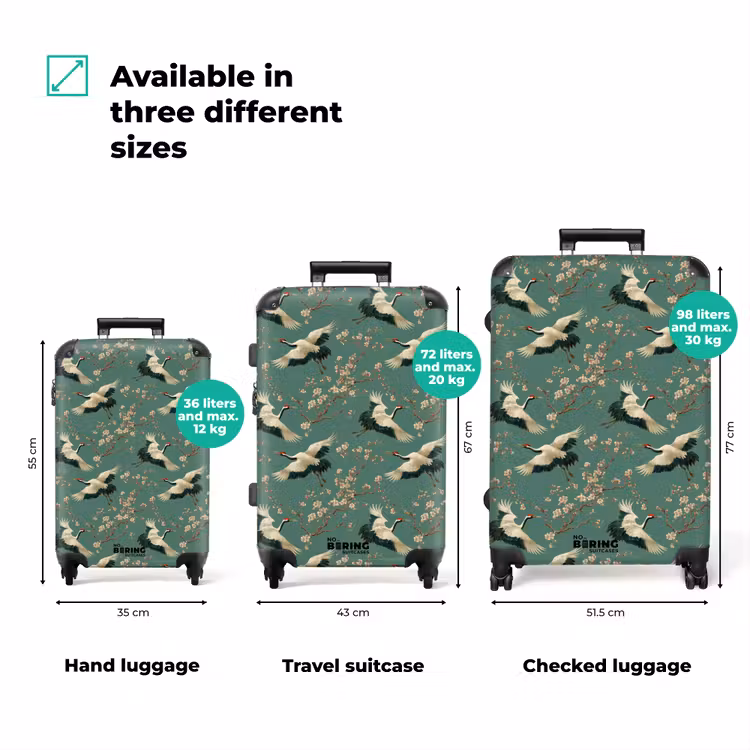Kersenbloesem - Kraamvogels - Groen NBS - Handbagage koffer - Volwassenen Unisex middel zzzzzzVergelijking_3EN