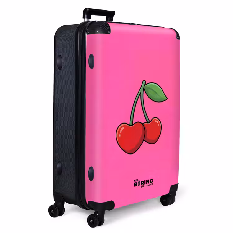 Kers - Roze - Fruit NBS - Handbagage koffer - Volwassenen Unisex middel -productfoto_3d