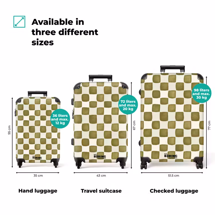 Schaak - Patroon - Groen NBS - Handbagage koffer - Volwassenen Unisex middel zzzzzzVergelijking_3EN