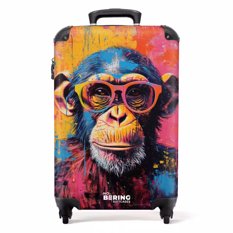Chimpansee met bril in graffiti stijl NBS - Handbagage koffer - Unisex middel -productfoto_recht