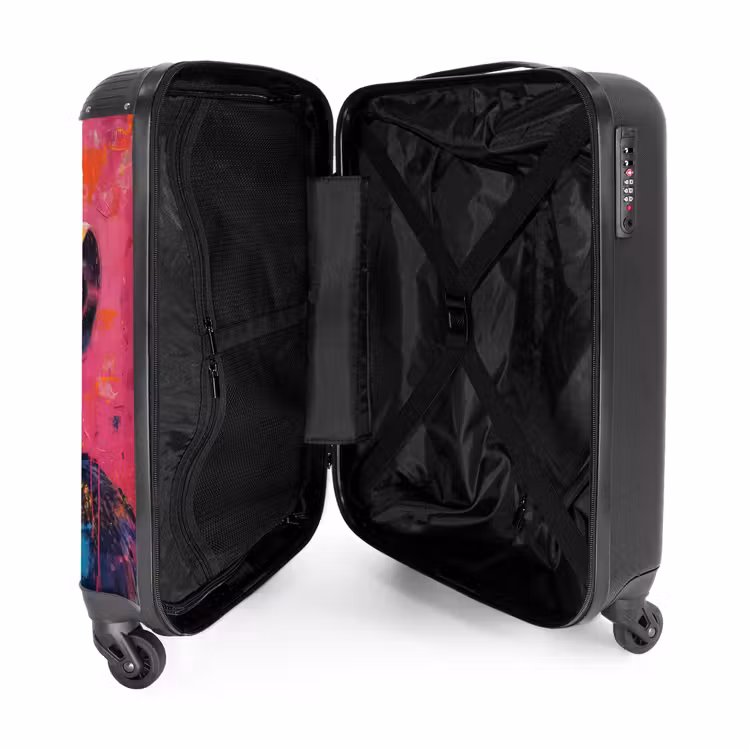 Chimpansee met bril in graffiti stijl NBS - Handbagage koffer - Unisex middel -binnenkant