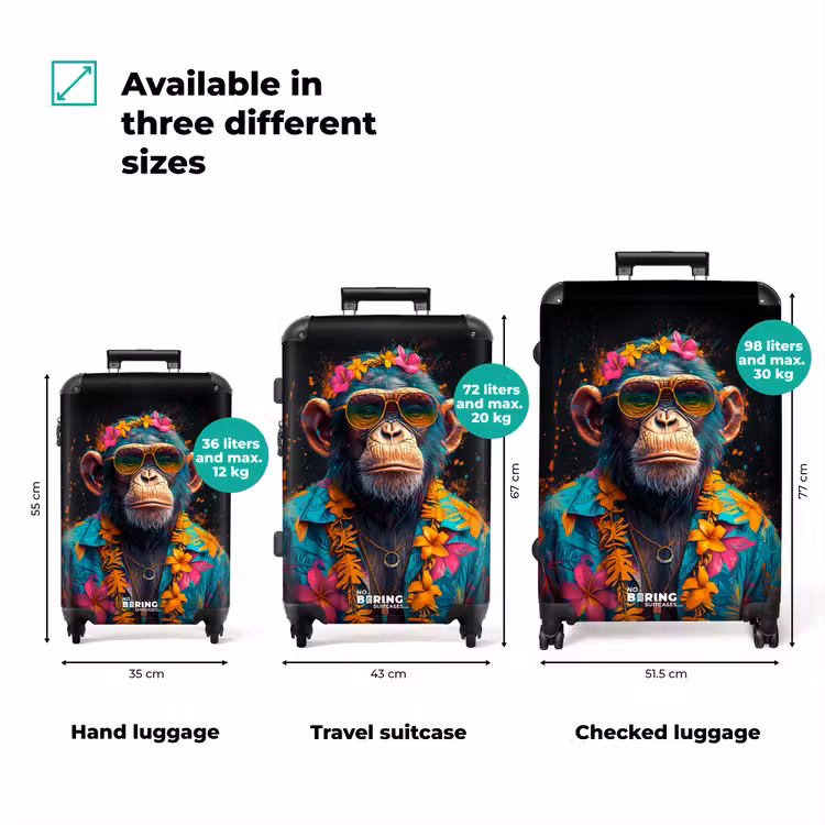 Chimpansee met Hawaii blouse NBS - Handbagage koffer - Volwassenen Unisex middel zzzzzzVergelijking_3EN