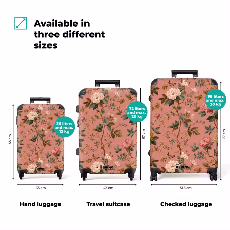 Klassiek - Botanisch - Roze NBS - Handbagage koffer - Volwassenen Unisex middel zzzzzzVergelijking_3EN