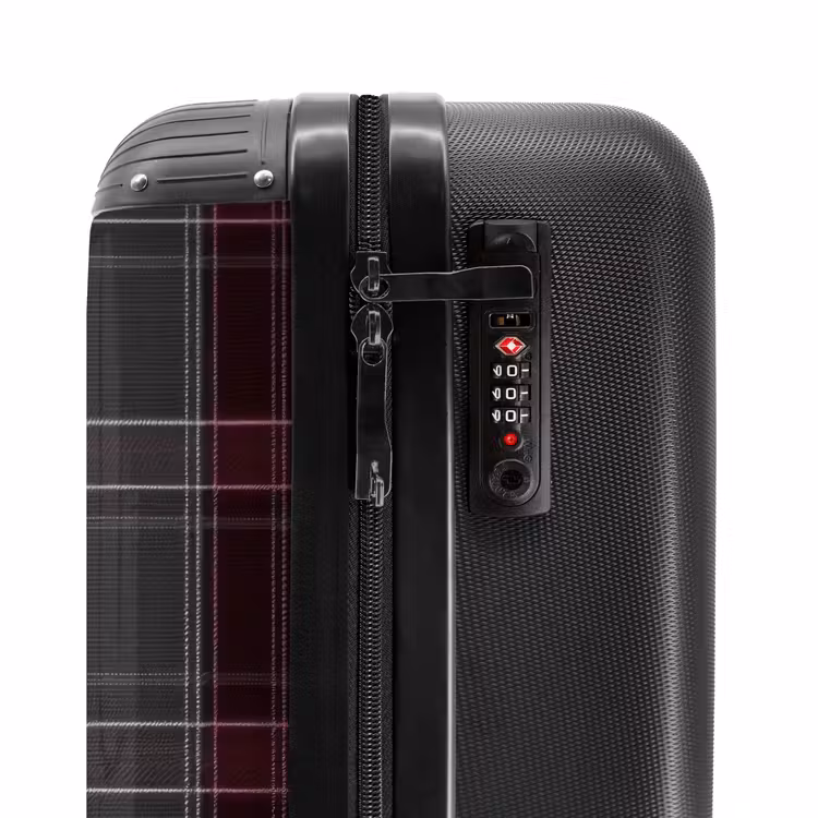 Klassiek geruit patroon in grijs en rood NBS - Handbagage koffer - Unisex middel -slot