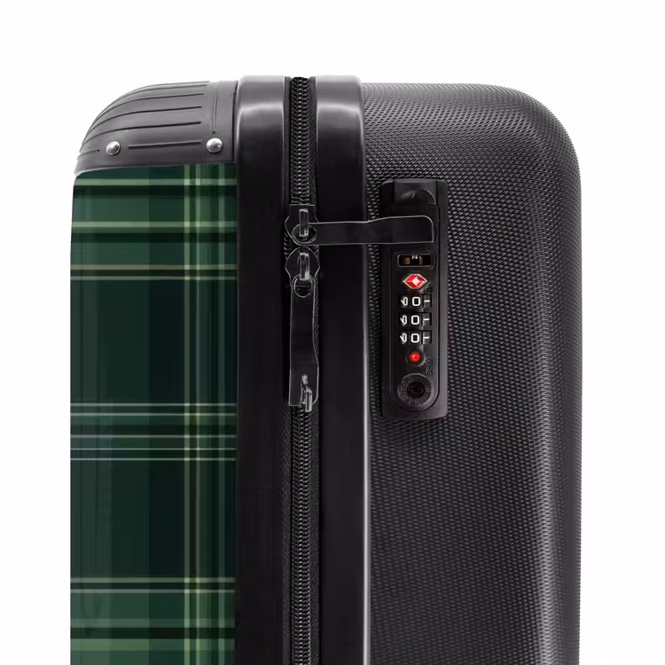 Klassiek geruit patroon in groene tinten NBS - Handbagage koffer - Unisex middel -slot