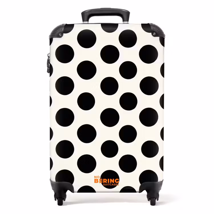 Klassiek - Stippen - Zwart NBS - Handbagage koffer - Volwassenen Unisex middel -productfoto_recht