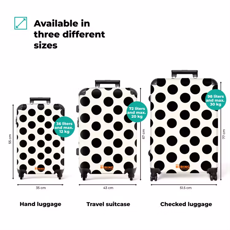 Klassiek - Stippen - Zwart NBS - Handbagage koffer - Volwassenen Unisex middel zzzzzzVergelijking_3EN