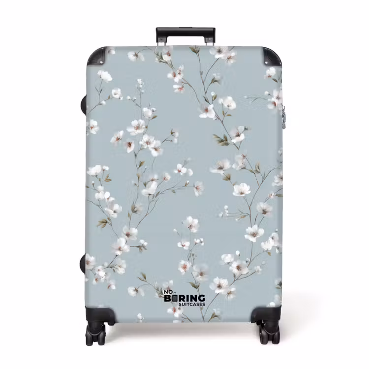 Klassiek - Bloemen - Blauw NBS - Handbagage koffer - Volwassenen Unisex middel -productfoto_recht
