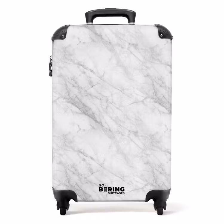 Klassiek - Marmer - Grijs NBS - Handbagage koffer - Volwassenen Unisex middel -productfoto_recht