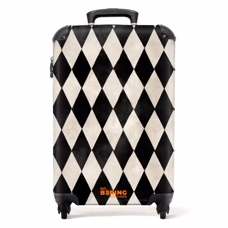 Klassiek - Patroon - Zwart NBS - Handbagage koffer - Volwassenen Unisex middel -productfoto_recht