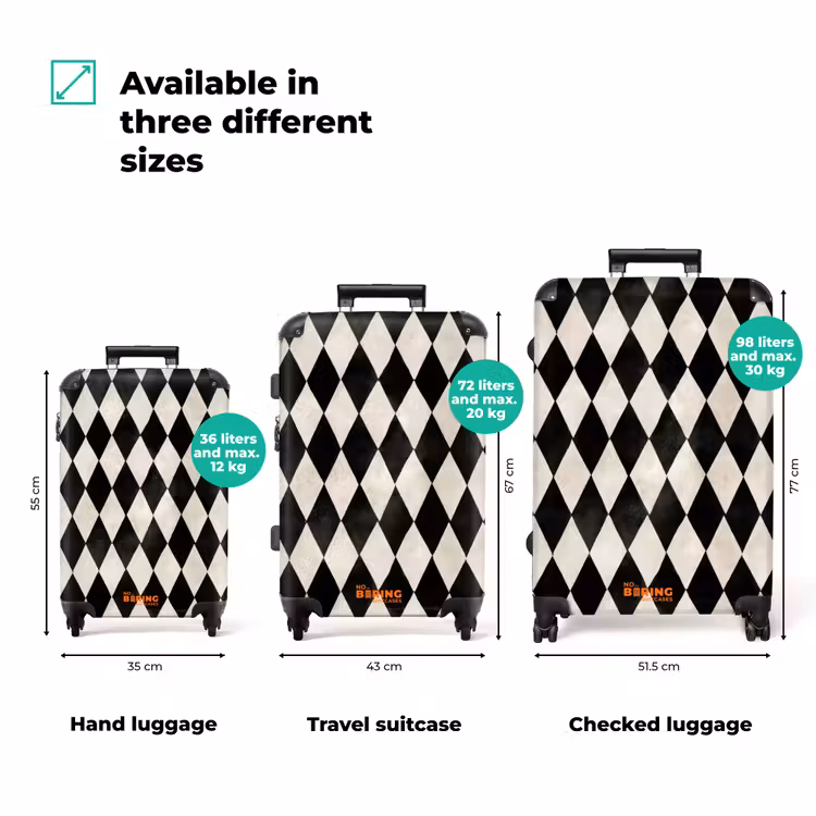 Klassiek - Patroon - Zwart NBS - Handbagage koffer - Volwassenen Unisex middel zzzzzzVergelijking_3EN