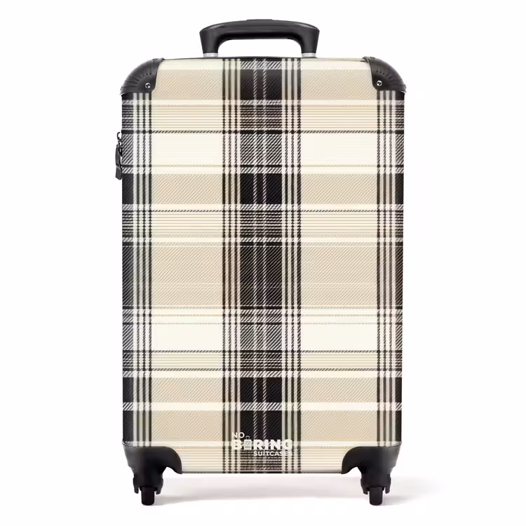 Klassiek geruit patroon in beige NBS - Handbagage koffer - Unisex middel -productfoto_recht