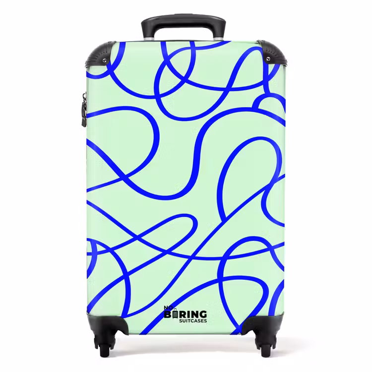 Kobaltblauw krulspoor op mintgroen NBS - Handbagage koffer - Volwassenen Unisex middel -productfoto_recht