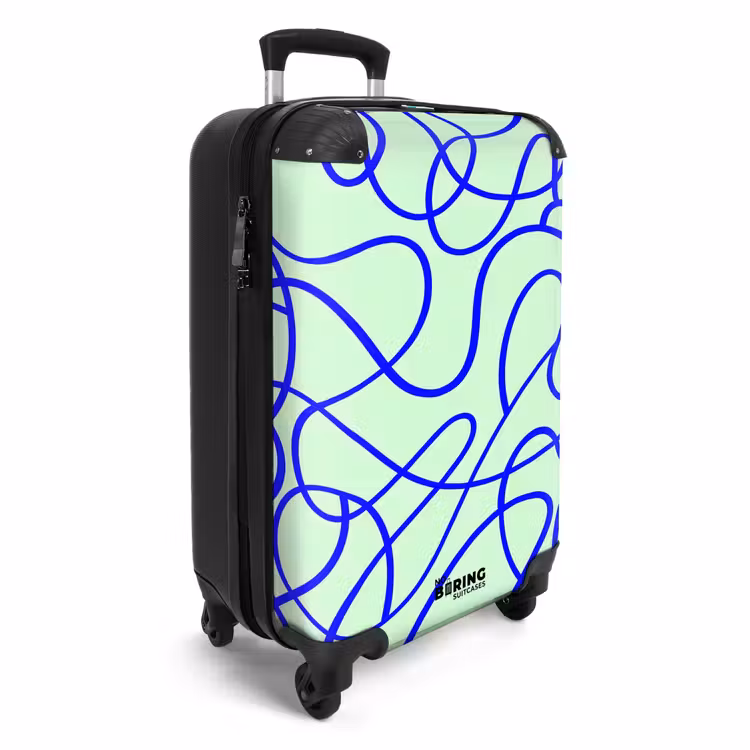 Kobaltblauw krulspoor op mintgroen NBS - Handbagage koffer - Volwassenen Unisex middel -productfoto_3d