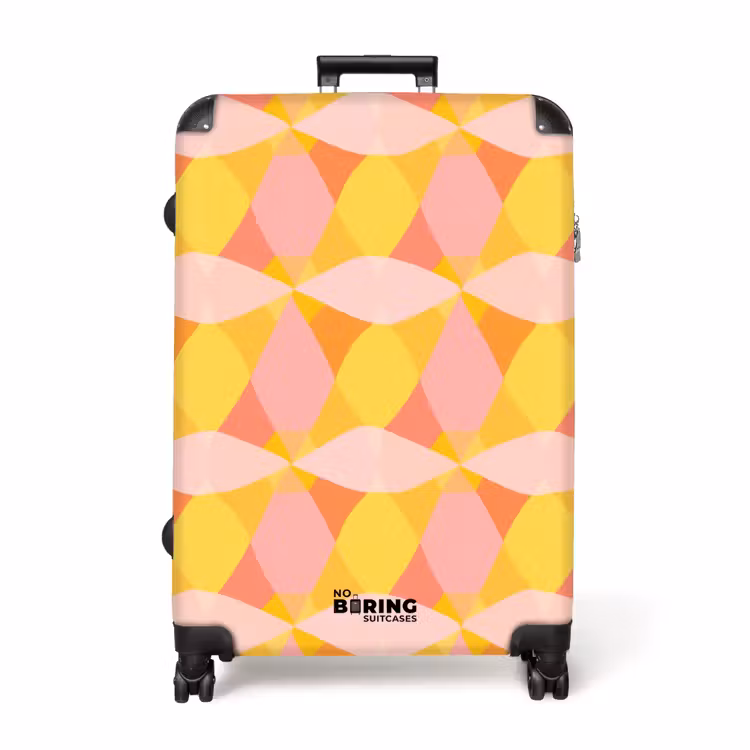 Kleurrijk - Ruitpatroon - Bladvormen NBS - Handbagage koffer - Volwassenen Unisex middel -productfoto_recht