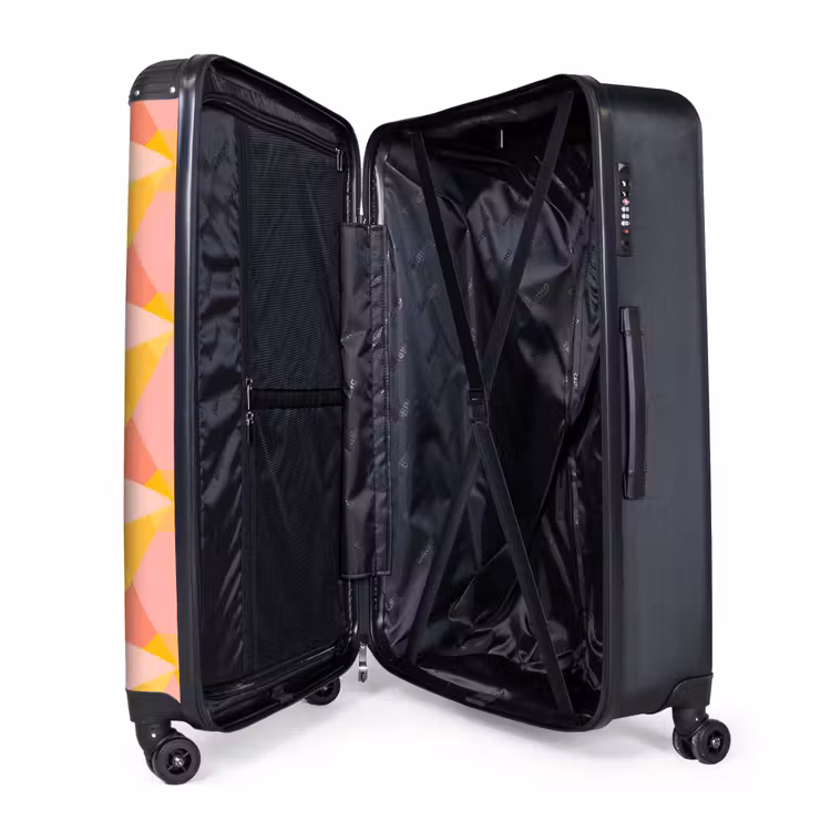 Kleurrijk - Ruitpatroon - Bladvormen NBS - Handbagage koffer - Volwassenen Unisex middel -wiel