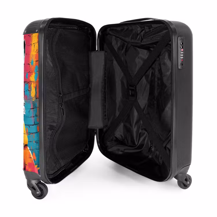 Kleurrijke vos met jas in graffiti stijl NBS - Handbagage koffer - Unisex middel -binnenkant
