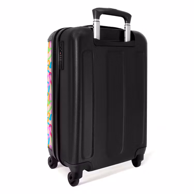 Kleurrijk hartjespatroon op pastelroze NBS - Handbagage koffer - Volwassenen Unisex middel -achterkant