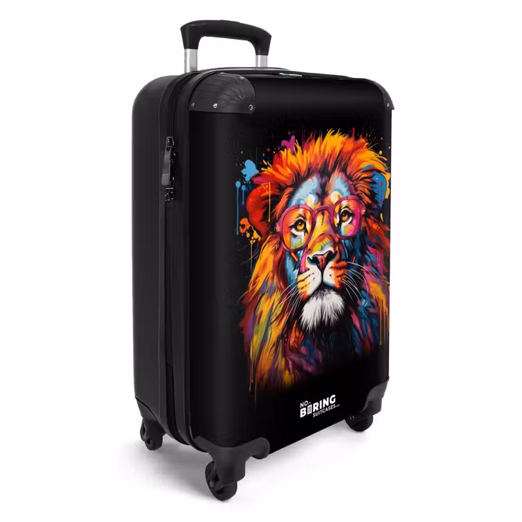 Kleurrijke Leeuw in Graffiti Stijl NBS - Handbagage koffer - Unisex middel -productfoto_3d