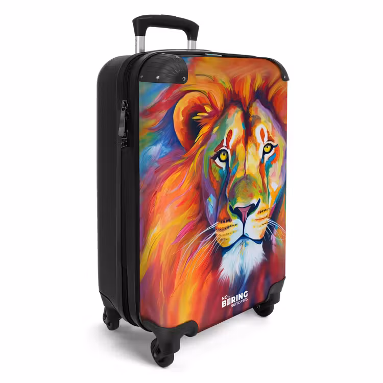Kleurrijke leeuw in olieverf NBS - Handbagage koffer - Unisex middel -productfoto_3d