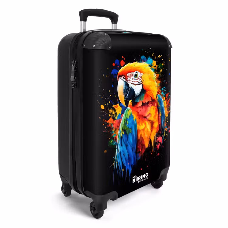 Kleurrijke papegaai met graffiti NBS - Handbagage koffer - Unisex middel -productfoto_3d
