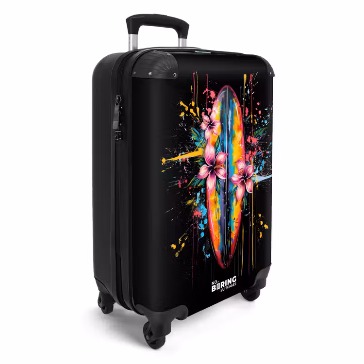 Kleurrijk surfbord met bloemen NBS - Handbagage koffer - Unisex middel -productfoto_3d